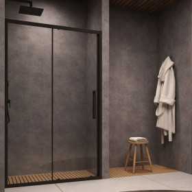 Porta Doccia Scorrevole Erika S108BK Cristallo 6 Millimetri Nero Ix Box Shower