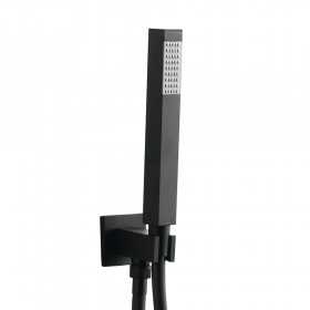 Doccia Elegant Quadro Ottone Nero Opaco Forma Quadrata Con Doccetta Ix Box Kit 