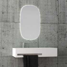 Specchio a Led rettangolare angoli stondati Aves retroilluminato interruttore touch