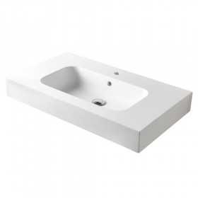 Lavabo Butterfly Semi Incasso in Marmo Resina cm 80 Bianco opaco