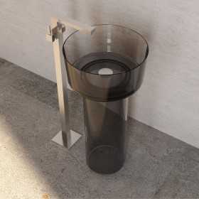 Lavabo Free Standing In Resina Trasparente Quarzo Fume