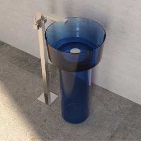 Lavabo Free Standing Icon Clear in Resina Trasparente Agata Blu Lullaby 