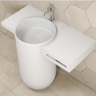 Consolle e Lavabo Free Standing Palmyra in Art Stone Colore Bianco Opaco Lullaby 