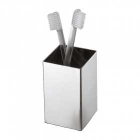 Bicchiere porta spazzolini d'appoggio inox cromato lucido Diana