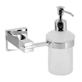 Dosasapone porta sapone liquido dispenser in vetro satinato supporto in ottone cromato lucido AMG