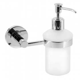 Porta sapone dosatore sapolne liquido dispenser in vetro satinato supporto in ottone cromato lucido Jaguar