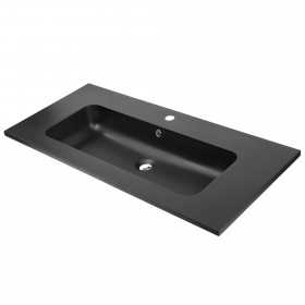 Lavabo ad Incasso in Resina cm 101x46x16,5 Nero Opaco