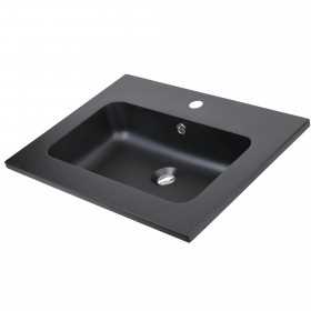 Lavabo ad Incasso in Resina cm 81x46x16,5 Nero Opaco