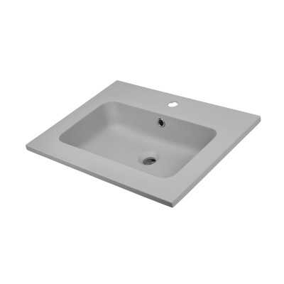 Lavabo ad Incasso in Resina cm 61x46x16,5 Grigio Cenere Opaco