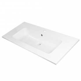 Lavabo ad Incasso in Resina cm 101x46x16,5 Bianco Lucido