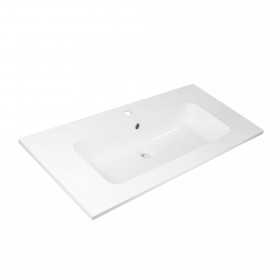 Lavabo Butterfly ad Incasso in Resina cm 91x46x16,5 Bianco Lucido
