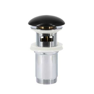 Piletta in ottone cromato cover nera opaca click clack per lavabo diametro 1.1/4
