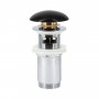 Piletta in ottone cromato cover nera opaca click clack per lavabo diametro 1.1/4