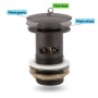 Piletta click clack nero opaco per lavabi freestanding con troppopieno