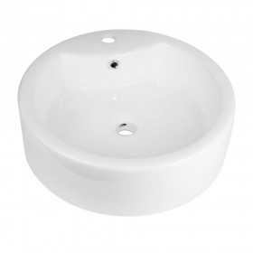 Fly Lavabo Appoggio Ceramica Bianco Lucido Circolare Cilindrico 49x49x15 cm