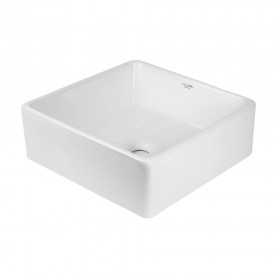 Lavabo da Appoggio Steve Quadrato in Ceramica Bianco Lucido Lullaby 