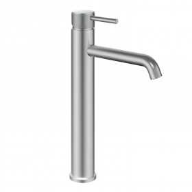 Miscelatore monocomando alto Jazz per lavabo in nickel spazzolato installazione rapida