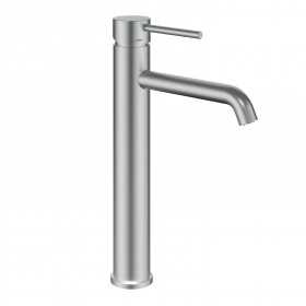 Miscelatore monocomando alto Jazz per lavabo in nickel spazzolato installazione rapida