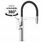 Miscelatore monocomando lavello cucina con canna orientabile Nairobi installazione rapida ottone cromato