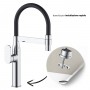 Miscelatore monocomando lavello cucina con canna orientabile Nairobi installazione rapida ottone cromato