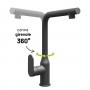 Miscelatore monocomando lavello cucina canna orientabile doccetta estraibile Damasco installazione rapida nero opaco