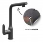Miscelatore monocomando lavello cucina canna orientabile doccetta estraibile Damasco installazione rapida nero opaco