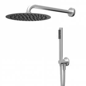 Doccia Round 250 millimetri acciaio inox finitura spazzolato forma tonda Ix Box Kit