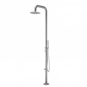 Colonna doccia Ginepro da esterno con lava piedi a pavimento acciaio inox spazzolato outdoor