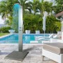 Colonna doccia da esterno giardino a pavimento con pedana antiscivolo in acciaio inox e WPC modello Cedro