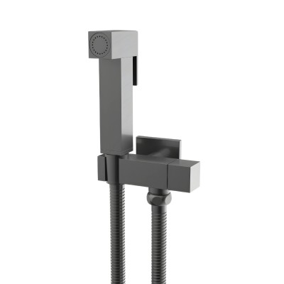Idroscopino WC bidet bagno quadro con rubinetto flessibile e staffa di fissaggio serie ALVIN