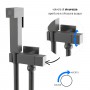 Idroscopino WC bidet bagno quadro con rubinetto flessibile e staffa di fissaggio serie ALVIN