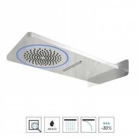 Soffione doccia a parete in acciaio inox con cascata e luci led modello Eos Ix Box Shower