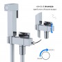 Idroscopino WC bidet bagno cromo lucido quadro con rubinetto flessibile e staffa di fissaggio serie ALVIN