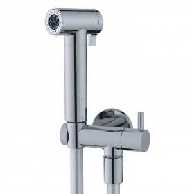 Idroscopino WC bidet bagno due getti con rubinetto flessibile e staffa di fissaggio serie IAN ottone cromato