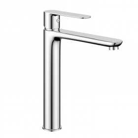 Rubinetto miscelatore canna alta per lavabo serie POP in ottone finitura cromo lucida con piletta