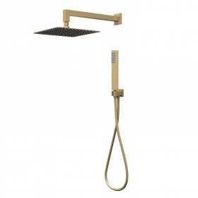 Ix Box Kit Doccia Square 250x250 Millimetri Acciaio Finitura Oro Satinata Forma Quadrata