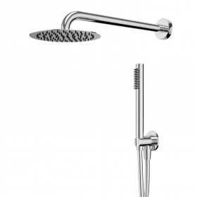 Kit Doccia Round 200 Millimetri Acciaio Inox Cromato Forma Tonda Ix Box 