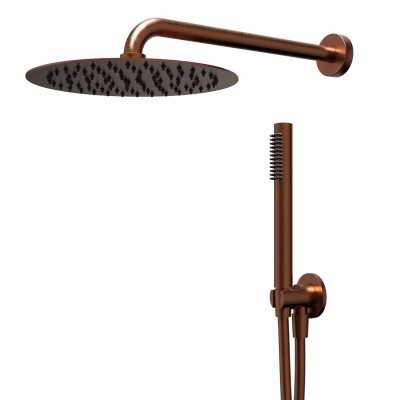 Kit Doccia Round 250 Millimetri Acciaio Finitura Gold Rose Forma Tonda Ix Box