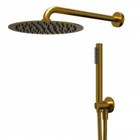 Ix Box Kit Doccia Round 250 Millimetri Acciaio Oro Satinato Forma Tonda