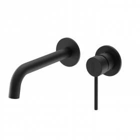 Miscelatore monocomando a due fori ad incasso a parete per lavabo nero opaco con sistema install box