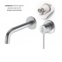 Miscelatore monocomando a due fori ad incasso a parete per lavabo nickel spazzolato con sistema install box