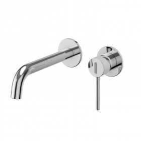 Miscelatore monocomando a due fori ad incasso a parete per lavabo cromo lucido con sistema install box