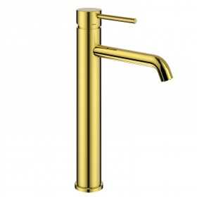 Miscelatore monocomando alto Jazz per lavabo in orolucido installazione rapida