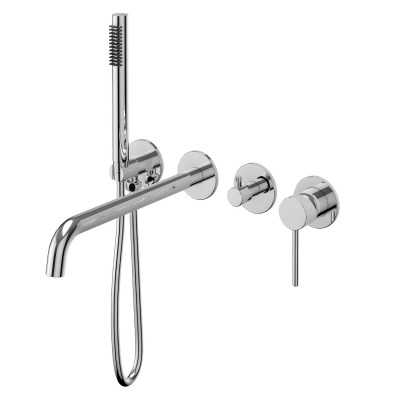 Set miscelatore monocomando vasca incasso a parete con doccetta serie Jazz