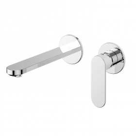 Miscelatore monocomando a due fori ad incasso a parete per lavabo cromo lucido con sistema install box serie ONE