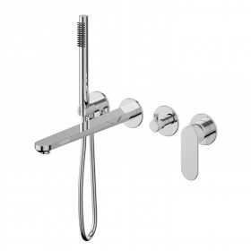 Set miscelatore monocomando vasca incasso a parete con doccetta serie ONE in ottone