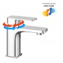 Miscelatore monocomando per lavabo in ottone cromato con cartuccia da mm 35 piletta da 1.1/4 serie Cross