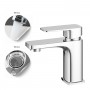 Miscelatore monocomando per lavabo in ottone cromato con cartuccia da mm 35 piletta da 1.1/4 serie Cross
