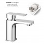 Miscelatore monocomando per lavabo in ottone cromato con cartuccia da mm 35 piletta da 1.1/4 serie Cross
