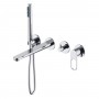 Set miscelatore monocomando vasca incasso a parete con doccetta serie One Hole  in ottone